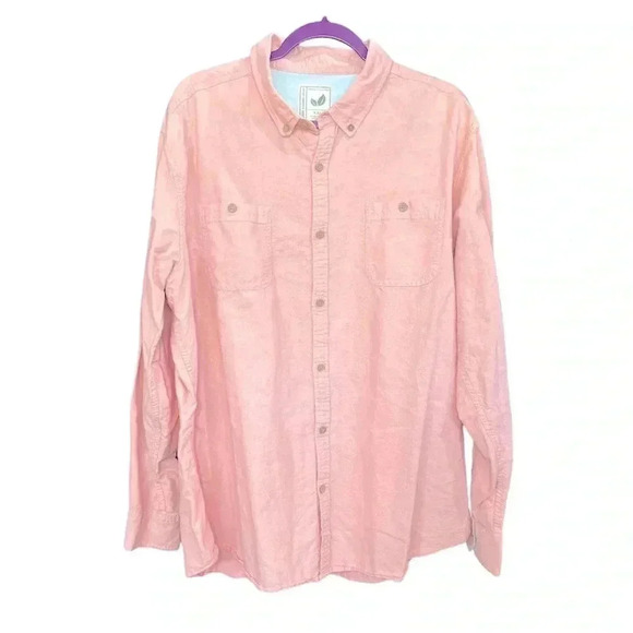 Colours By Alexander Julian Mens Size XXL Pink 100% Organic Cotton Button Up - Picture 2 of 6